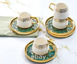 Verde 6-Piece Turkish Coffee Cup Set 100ml Porcelain Coffee Cup & Espresso Cup