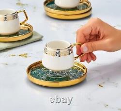 Verde 6-Piece Turkish Coffee Cup Set 100ml Porcelain Coffee Cup & Espresso Cup