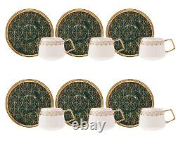 Verde 6-Piece Turkish Coffee Cup Set 100ml Porcelain Coffee Cup & Espresso Cup