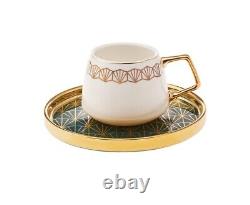 Verde 6-Piece Turkish Coffee Cup Set 100ml Porcelain Coffee Cup & Espresso Cup