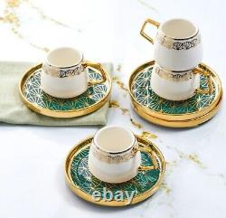 Verde 6-Piece Turkish Coffee Cup Set 100ml Porcelain Coffee Cup & Espresso Cup