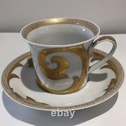 Versace Arabesque Gold Tea-Coffee Cups & Saucers in Fine Rosenthal Porcelain