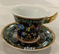 Versace (style) Set of 6 x Rutherford Gold Ivy Espresso Cups & Saucers