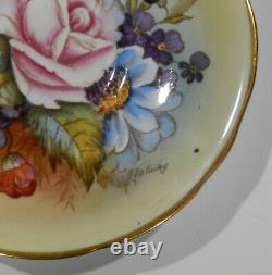 Very RARE Aynsley signed BAILEY All Gold ROSE & POPPY CUP & SAUCER Athens Shape