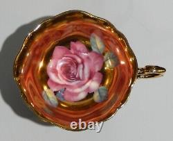 Very Rare PARAGON FLOATING PINK ROSE on GOLD GILDED Background CUP & SAUCER Mint