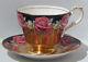 Very Rare Paragon Johnson Red Rose Cup & Saucer Gold Burnished & Black Color