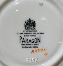 Very Rare PARAGON JOHNSON RED ROSE Cup & Saucer GOLD BURNISHED & BLACK COLOR