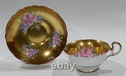 Very Rare RADFORDS PINK ROSE BOUQUET on ALL-GOLD GILDED Background CUP & SAUCER