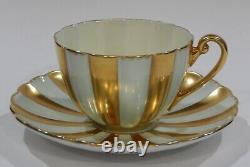 Very Rare SHELLEY CUP & SAUCER SEAFOAM GREEN & BURNISH GOLD PANELS LUDLOW shape