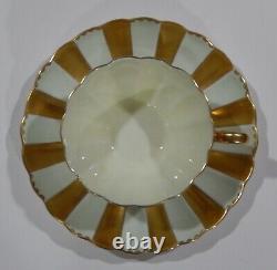 Very Rare SHELLEY CUP & SAUCER SEAFOAM GREEN & BURNISH GOLD PANELS LUDLOW shape