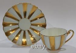 Very Rare SHELLEY CUP & SAUCER SEAFOAM GREEN & BURNISH GOLD PANELS LUDLOW shape