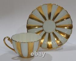 Very Rare SHELLEY CUP & SAUCER SEAFOAM GREEN & BURNISH GOLD PANELS LUDLOW shape