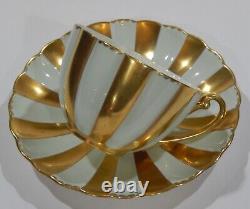 Very Rare SHELLEY CUP & SAUCER SEAFOAM GREEN & BURNISH GOLD PANELS LUDLOW shape