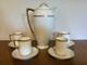Victoria Austria Ivory & Gold Coffee Server & 4 Cups & Saucers Antique Vintage