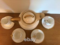 Victoria Austria Ivory & Gold Coffee Server & 4 Cups & Saucers Antique Vintage