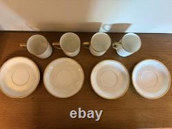 Victoria Austria Ivory & Gold Coffee Server & 4 Cups & Saucers Antique Vintage