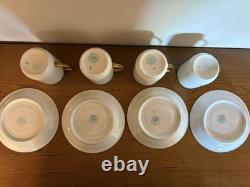 Victoria Austria Ivory & Gold Coffee Server & 4 Cups & Saucers Antique Vintage