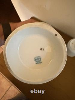 Victoria Austria Ivory & Gold Coffee Server & 4 Cups & Saucers Antique Vintage