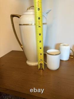 Victoria Austria Ivory & Gold Coffee Server & 4 Cups & Saucers Antique Vintage