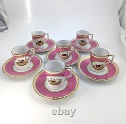 Victoria Austria porcelain 12-piece coffee set for 6, Chelsea style, pink & gold