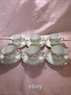 Victoria Czechoslovakia Gold 19pc Tea Set Cups Saucers Sugar Bowl Jug