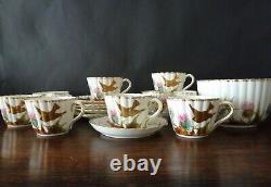 Victorian Floral Gilded Design Part of Tea Set Hand Painted Art Nouveau 25piece