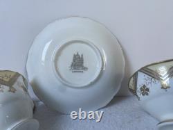 Victorian Porcelain Trio Floral Tea Cup, Coffee Cup & Saucer Gold Gilt