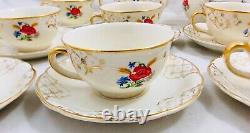 Villeroy & Boch Mettlach 7012 vintage garden flowers gold cream tea service 10