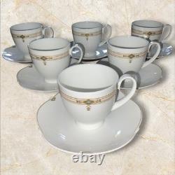 Villeroy Boch Paloma Picasso Montserrat 6x Coffee Cups & Saucers Green Gold Trim
