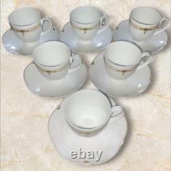 Villeroy Boch Paloma Picasso Montserrat 6x Coffee Cups & Saucers Green Gold Trim