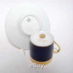 Vint Set 8 Raynaud Limoges Ambassador Cobalt Gold Encrustation Demi Cup & Saucer