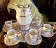 Vintage 12-pc M. Z. Austria Porcelain Tea Set Gold Accents Teapot Cups & Saucers