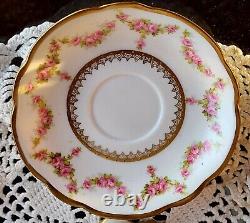 Vintage 12-Pc M. Z. Austria Porcelain Tea Set Gold Accents Teapot Cups & Saucers