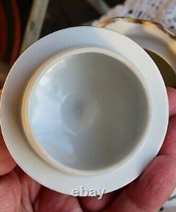 Vintage 12-Pc M. Z. Austria Porcelain Tea Set Gold Accents Teapot Cups & Saucers