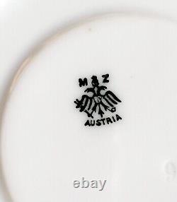 Vintage 12-Pc M. Z. Austria Porcelain Tea Set Gold Accents Teapot Cups & Saucers
