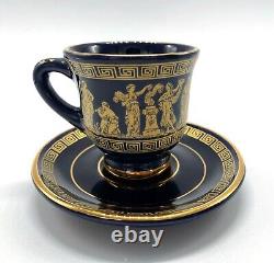 Vintage 17-piece Greek Espresso/Demitasse Cup & Saucer Set Made with 24K Gold