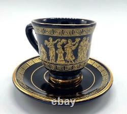 Vintage 17-piece Greek Espresso/Demitasse Cup & Saucer Set Made with 24K Gold