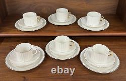 Vintage 18-Piece Set ARABIA OF FINLAND White Gold Fluted Cups & Saucers