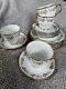 Vintage 1940s White With Flowers & Golden Detail Tea Set Cups Saucers & Plates