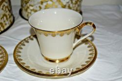 Vintage 25 piece LENOX CLARION GOLD RIMMED cups & saucers + holders EUC
