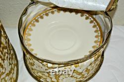 Vintage 25 piece LENOX CLARION GOLD RIMMED cups & saucers + holders EUC