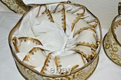 Vintage 25 piece LENOX CLARION GOLD RIMMED cups & saucers + holders EUC