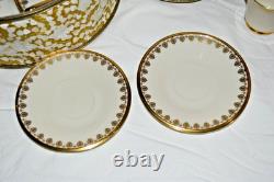 Vintage 25 piece LENOX CLARION GOLD RIMMED cups & saucers + holders EUC