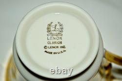 Vintage 25 piece LENOX CLARION GOLD RIMMED cups & saucers + holders EUC