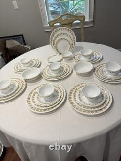 Vintage 42 piece Corelle butterfly gold service For 8 Plates Bowls Cups Saucers