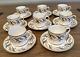 Vintage'50s Tiffany & Co. Grosvenor Chateau 8 Demitasse Cups Saucers Blue Gold