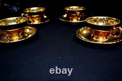 Vintage 9pc Tea Set Gold Arnart 4 Cups & Saucers, Creamer M4010