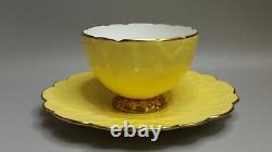 Vintage AYNSLEY England Cup & Saucer SetButterfly Handle on Yellow withGold Trim