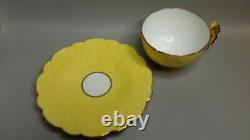 Vintage AYNSLEY England Cup & Saucer SetButterfly Handle on Yellow withGold Trim