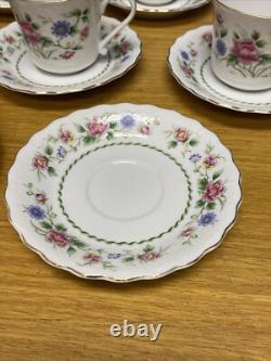 Vintage Andrea by Sadek Spring Night (7 Sets) Cups & Saucers withGold Trim
